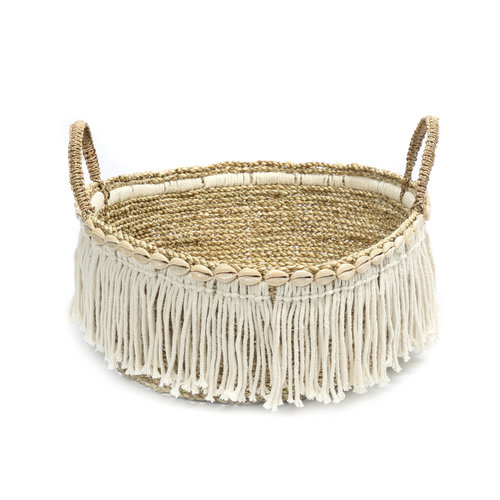 Bazar Bizar The Boho Fringe Basket - Natural White