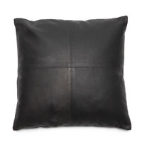 The Four Leather Panel Kussenhoes - Zwart - L