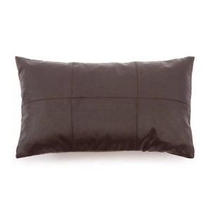 Bazar Bizar Het Six Panel Leather Kussenhoes - Chocolade - 30x50