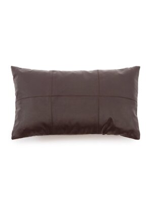 Bazar Bizar Het Six Panel Leather Kussenhoes - Chocolade - 30x50