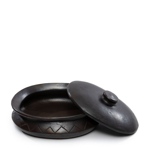 Bazar Bizar The Burned Oval Pot With Pattern - Black