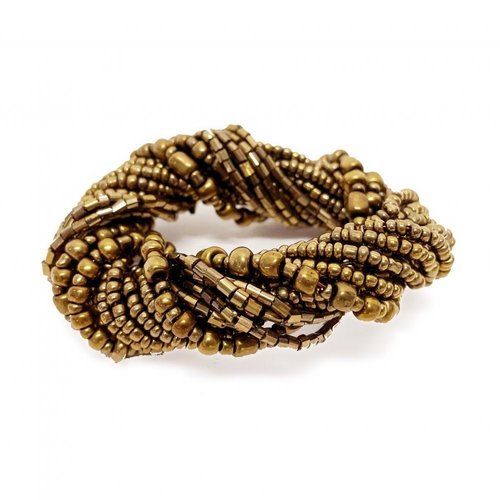 Bazar Bizar The Beaded Napkin Ring - Gold - Set of 4