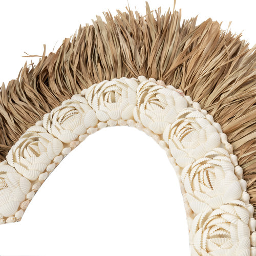 Bazar Bizar Het Raffia Schelp Hart - Naturel Wit - L