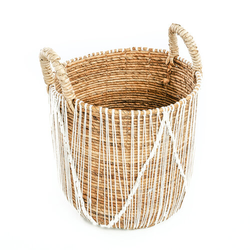 Bazar Bizar The Straight Stitched Macrame Basket - Natural White - L