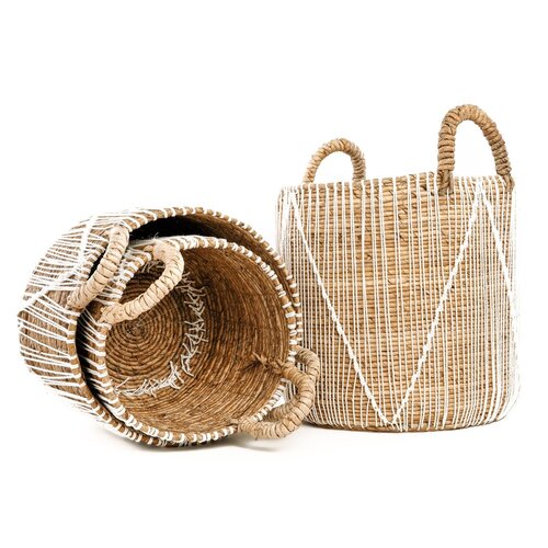 Bazar Bizar The Straight Stitched Macrame Basket - Natural White - L