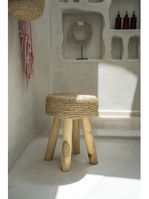 Bazar Bizar De Raffia Kruk - Naturel