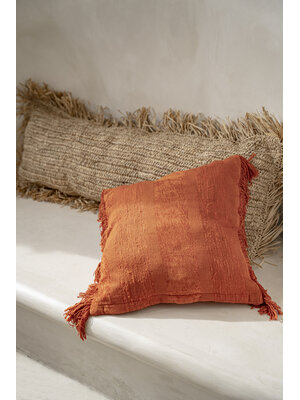 Bazar Bizar Het Raffia Kussen - Naturel - 35x100