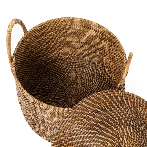 Bazar Bizar The Colonial Handles Basket - Natural Brown