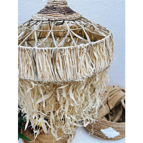 Uma Cantik Betano Lampshade with Raffia - L