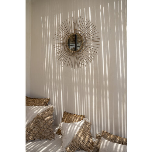 Bazar Bizar De Raffia Katoenen Kussenovertrek - Naturel Wit - 60x60