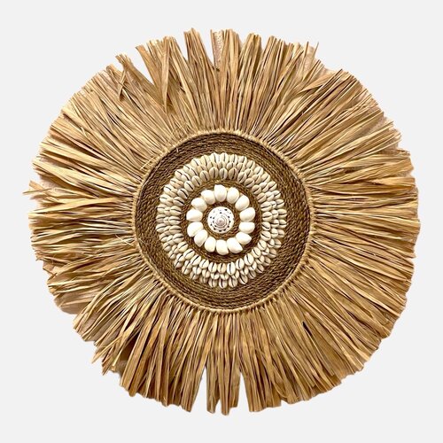 Uma Cantik Atara Shell Wall Decor with Raffia Uma Cantik Atara Shell Wall Decor with Raffia