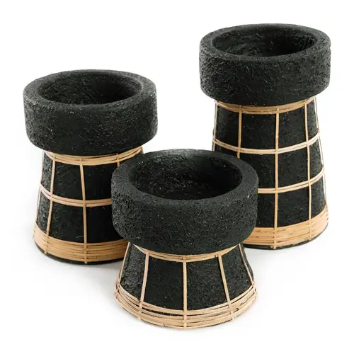 Bazar Bizar The serene candle holder - black natural - S