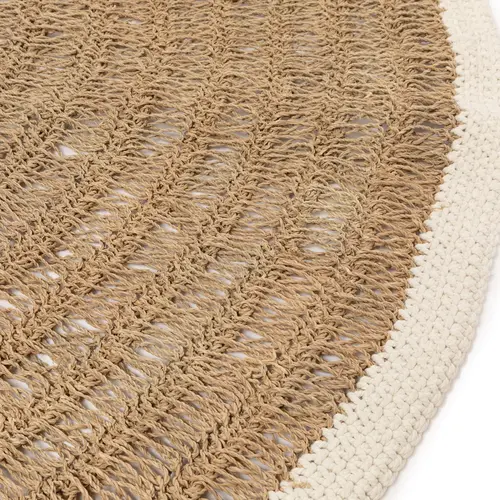 Bazar Bizar Het Seagrass & Katoen Rond Tapijt - Naturel Wit - 150