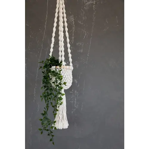 Bazar Bizar De Twisted Macrame Planthanger - Naturel Wit - S