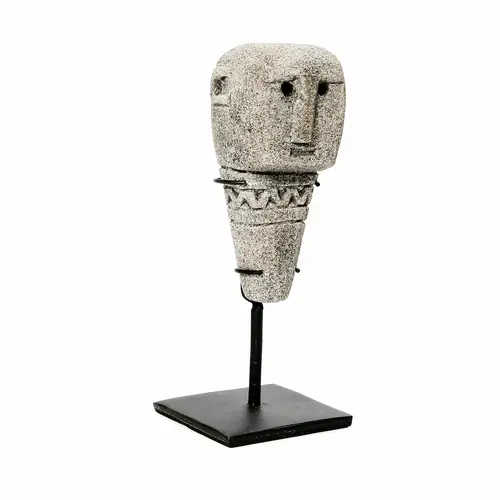 Bazar Bizar Beeldje Sumba Stone Statue #10 op Standaard - Grijs