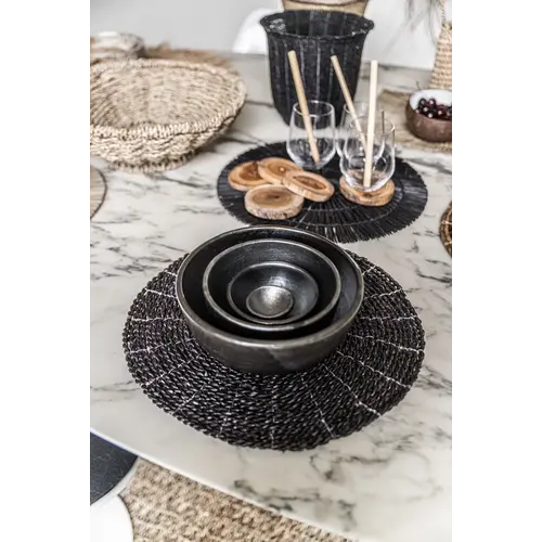 Bazar Bizar The Alang Alang Placemat - Round - Black