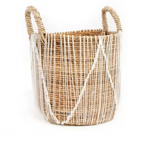 Bazar Bizar The Straight Stitched Macrame Basket - Natural White - L
