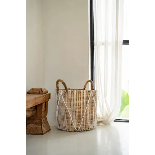 Bazar Bizar The Straight Stitched Macrame Basket - Natural White - L