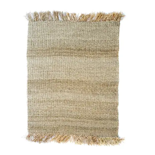 Bazar Bizar Tapijt the Raffia Fringed Carpet  - Natural