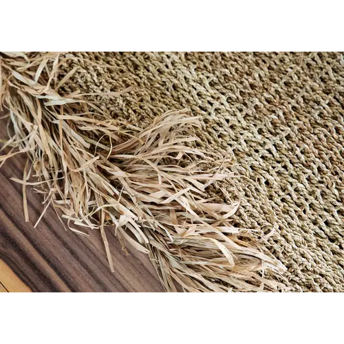 Bazar Bizar Tapijt the Raffia Fringed Carpet  - Natural