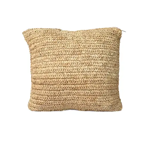 Bazar Bizar The Raffia Flores Kussen Vierkant - Natural - M