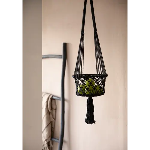 Bazar Bizar The Macrame Plant Holder - Black - S