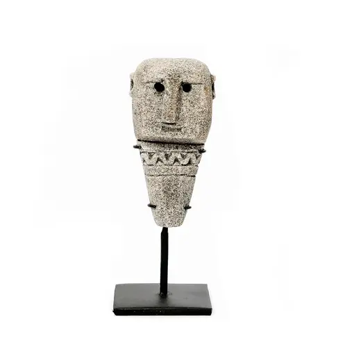 Bazar Bizar Beeldje Sumba Stone Statue #10 op Standaard - Grijs