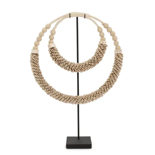 Bazar Bizar The Double Shell Necklace On Stand - Natural