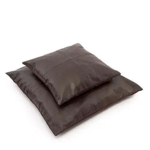 Bazar Bizar The Four Panel Leather Cushion Cover - Chocolate - 40x40