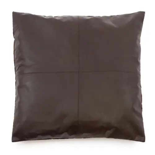 Bazar Bizar De Four Panel Leather Kussenhoes - Chocolade - 60x60