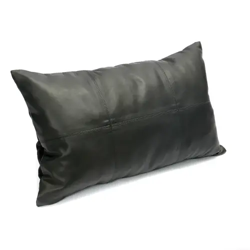 Bazar Bizar The Six Leather Panel Cushion - Black