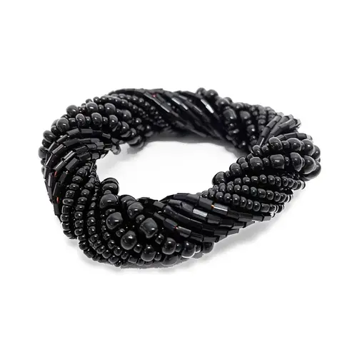 Bazar Bizar The Beaded Napkin Ring - Black - Set of 4