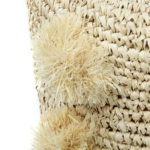 Bazar Bizar The Raffia Pom Pom Stoel - Natural