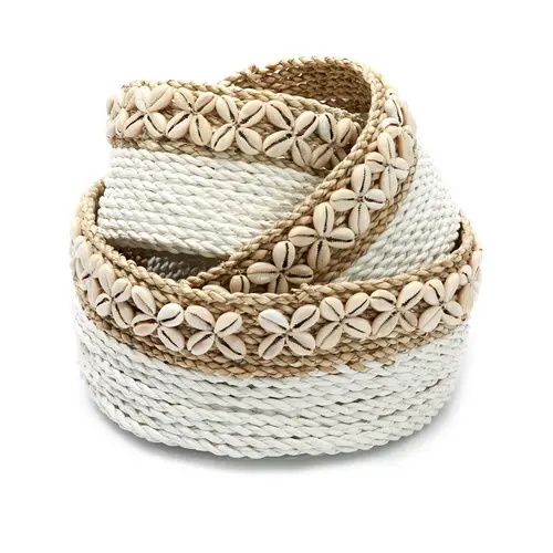 Bazar Bizar Manden the White Sunday Baskets - Wit Naturel - SET3