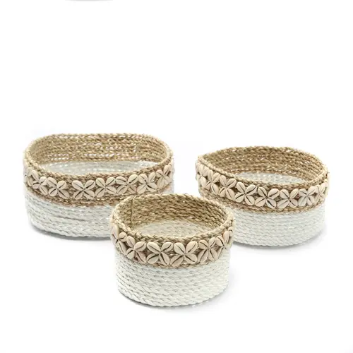 Bazar Bizar Manden the White Sunday Baskets - Wit Naturel - SET3