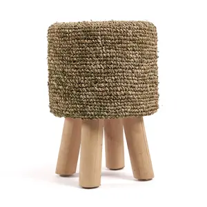 Bazar Bizar The Raffia Tressed Stool - Jungle Green