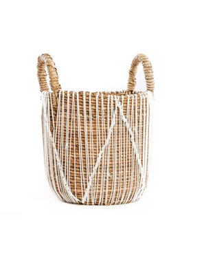 Bazar Bizar De Straight Stitched Macrame Mand - Naturel Wit - S Bazar Bizar De Straight Stitched Macrame Mand - Naturel Wit - S