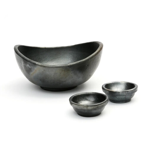 Bazar Bizar Schalen The Burned Curved Bowls - Black - SET3