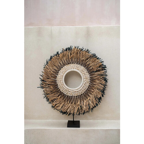 Bazar Bizar The Mojo Raffia On Stand  - Natural Zwart - L