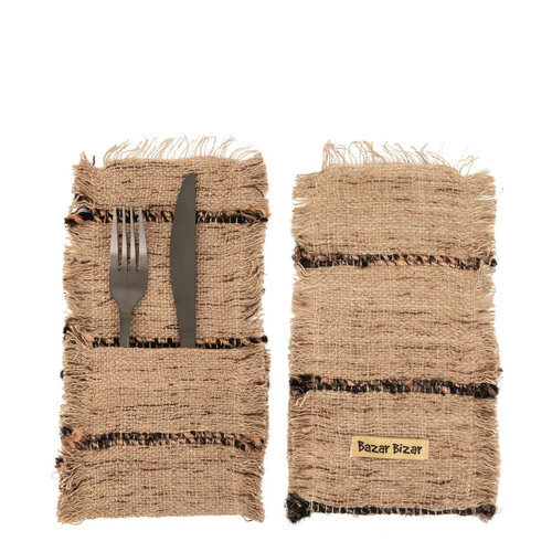 Bazar Bizar Bestekhouder The Oh My Gee - Beige Zwart - Set van 4