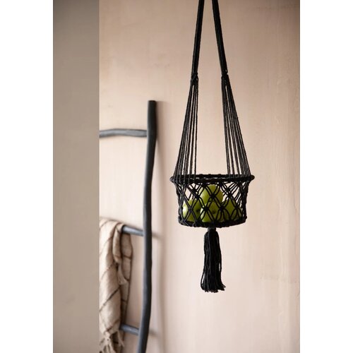 Bazar Bizar The Macrame Plantenhanger - Zwart - S