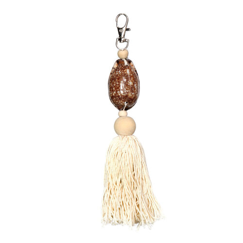 Bazar Bizar Sleutelhanger The Natural and Brown Cowrie Keychain Bazar Bizar Sleutelhanger The Natural and Brown Cowrie Keychain