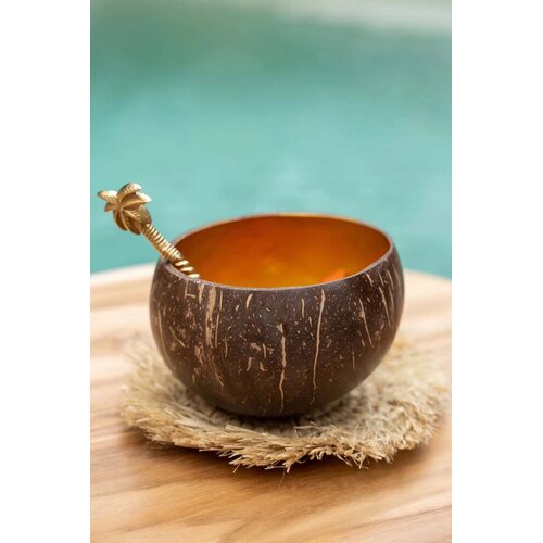 Bazar Bizar Schaal The Coco Food Bowl - Natural Goud Bazar Bizar Schaal The Coco Food Bowl - Natural Goud