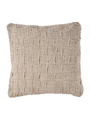 De Linen Damier Kussensloop - Naturel