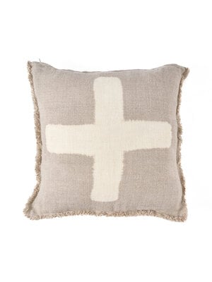 Bazar Bizar Antwerp De Ivory Cross Kussensloop - Natuurlijke Wit - 50x50