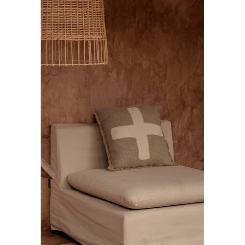 Bazar Bizar Antwerp De Ivory Cross Kussensloop - Natuurlijke Wit - 50x50