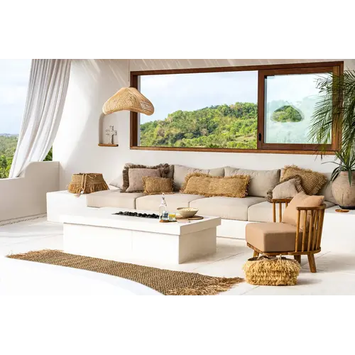 Bazar Bizar Het Raffia Kussen - Naturel - 35x100