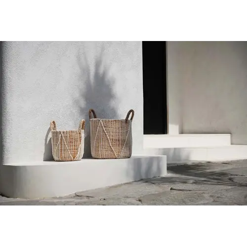 Bazar Bizar De Straight Stitched Macrame Mand - Naturel Wit - L