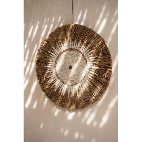 Bazar Bizar De Raffia Macramé Wanddecoratie - Wit Naturel