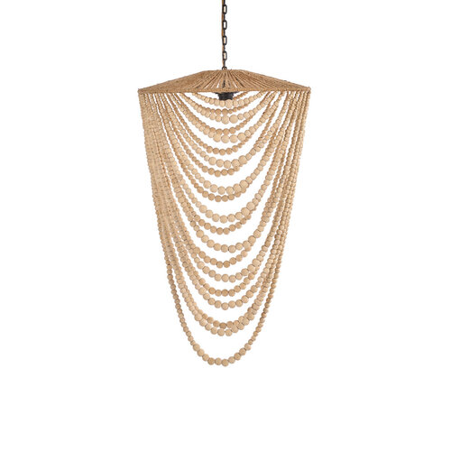 Bazar Bizar Antwerp De Wooden Bead Kroonluchter - Natural - L Bazar Bizar Antwerp De Wooden Bead Kroonluchter - Natural - L
